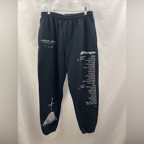 Post Malone Hollywood’s Bleeding Sweatpants Size Medium Black 2020 Tour Concert - Picture 1 of 8